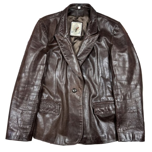 Vintage Camanchi Leathers London Jacket blazer Dark Brown womens large - Picture 1 of 12